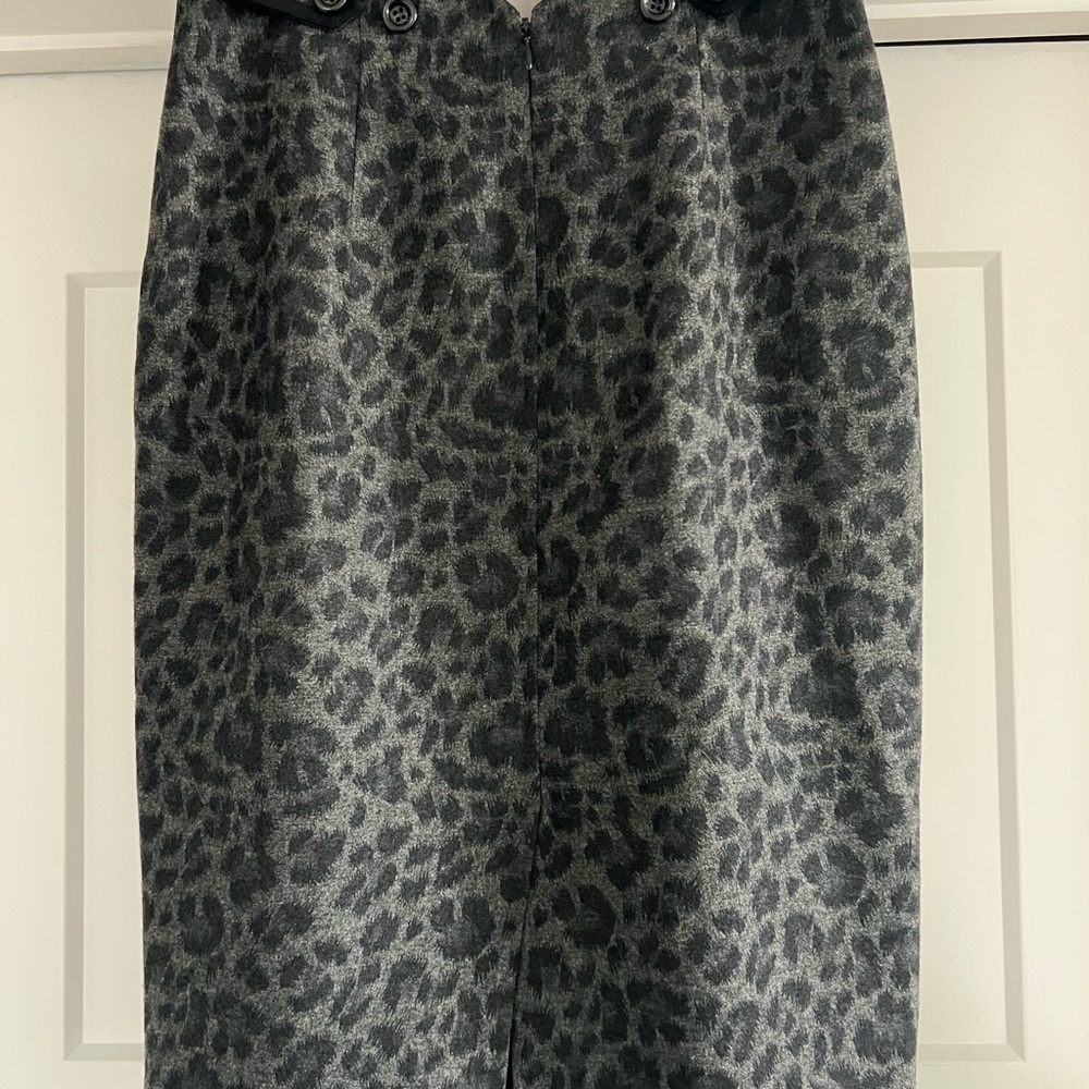 Rebecca Taylor Charcoal Leopard Pencil Skirt